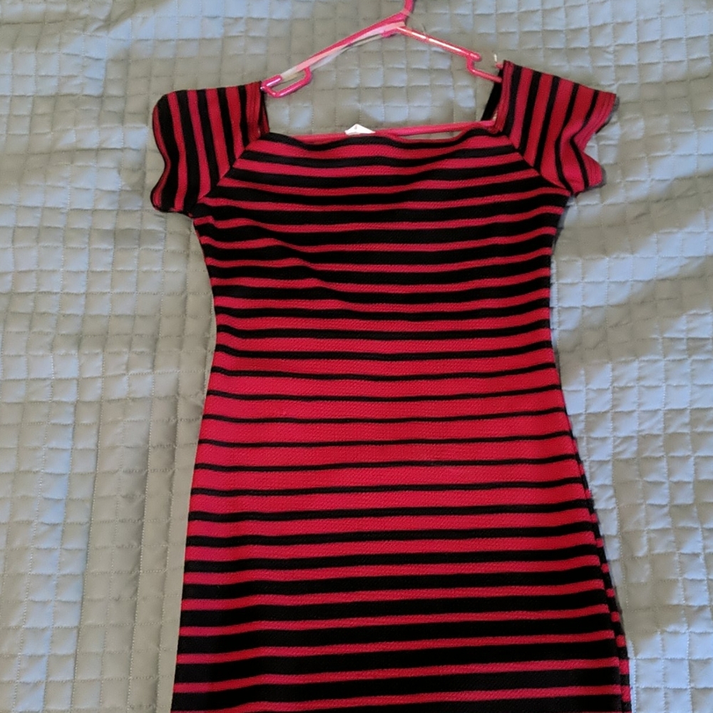 Striped off the shoulder dress